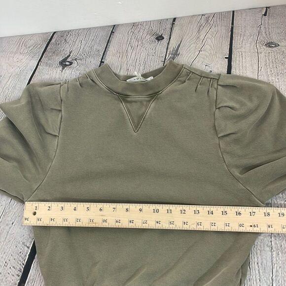 Frame Womens Long Sleeve Crew Neck Sweatshirt Green Cotton Size Small Petite - Picture 11 of 12